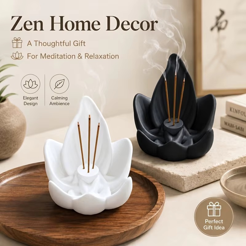 Incense Cone Holder - Zen Chinese Style Lotus Incense Burner
